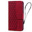 Leather Case Stands Flip Cover Holder HF2 for Apple iPhone 15 Pro Max Red