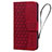 Leather Case Stands Flip Cover Holder HF2 for Apple iPhone 15 Pro Red
