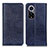 Leather Case Stands Flip Cover Holder K01Z for Huawei Honor 50 5G Blue