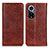 Leather Case Stands Flip Cover Holder K01Z for Huawei Honor 50 5G Brown