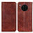 Leather Case Stands Flip Cover Holder K01Z for Huawei Nova 8i Brown