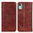 Leather Case Stands Flip Cover Holder K01Z for Nokia C12 Brown