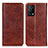 Leather Case Stands Flip Cover Holder K01Z for Oppo K9 5G Brown