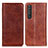 Leather Case Stands Flip Cover Holder K01Z for Sony Xperia 1 III Brown