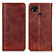 Leather Case Stands Flip Cover Holder K01Z for Xiaomi POCO C3 Brown