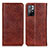 Leather Case Stands Flip Cover Holder K01Z for Xiaomi Poco M4 Pro 5G Brown