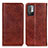 Leather Case Stands Flip Cover Holder K01Z for Xiaomi Redmi Note 10 5G Brown