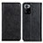 Leather Case Stands Flip Cover Holder K01Z for Xiaomi Redmi Note 10 Pro 5G Black