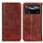 Leather Case Stands Flip Cover Holder K01Z for Xiaomi Redmi Note 11E Pro 5G Brown