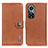 Leather Case Stands Flip Cover Holder K02Z for Huawei Honor 50 Pro 5G Brown