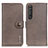 Leather Case Stands Flip Cover Holder K02Z for Sony Xperia 1 III Gray