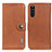 Leather Case Stands Flip Cover Holder K02Z for Sony Xperia 10 III Brown