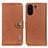 Leather Case Stands Flip Cover Holder K02Z for Xiaomi Poco C65 Brown