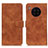 Leather Case Stands Flip Cover Holder K03Z for Huawei Honor 50 Lite Brown