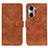 Leather Case Stands Flip Cover Holder K03Z for Huawei Honor 60 5G Brown