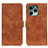 Leather Case Stands Flip Cover Holder K03Z for Huawei Honor 60 SE 5G Brown