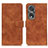 Leather Case Stands Flip Cover Holder K03Z for Huawei Honor 80 Pro 5G Brown