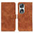 Leather Case Stands Flip Cover Holder K03Z for Huawei Honor 90 5G Brown