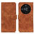 Leather Case Stands Flip Cover Holder K03Z for Huawei Honor Magic6 Lite 5G Brown