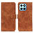 Leather Case Stands Flip Cover Holder K03Z for Huawei Honor X6 5G Brown