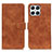 Leather Case Stands Flip Cover Holder K03Z for Huawei Honor X8 4G Brown