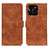 Leather Case Stands Flip Cover Holder K03Z for Huawei Honor X8b Brown