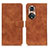 Leather Case Stands Flip Cover Holder K03Z for Huawei Nova 9 Brown