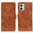 Leather Case Stands Flip Cover Holder K03Z for Motorola Moto G53 5G Brown