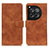 Leather Case Stands Flip Cover Holder K03Z for OnePlus 12 5G Brown