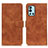 Leather Case Stands Flip Cover Holder K03Z for OnePlus 9R 5G Brown