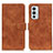 Leather Case Stands Flip Cover Holder K03Z for OnePlus 9RT 5G Brown