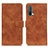 Leather Case Stands Flip Cover Holder K03Z for OnePlus Nord CE 5G Brown