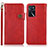 Leather Case Stands Flip Cover Holder K03Z for Oppo A54s Red