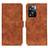 Leather Case Stands Flip Cover Holder K03Z for Oppo A57 4G Brown