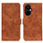 Leather Case Stands Flip Cover Holder K03Z for Oppo K11x 5G Brown