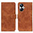 Leather Case Stands Flip Cover Holder K03Z for Realme 10 Pro+ Plus 5G Brown