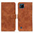 Leather Case Stands Flip Cover Holder K03Z for Realme C11 (2021) Brown