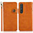 Leather Case Stands Flip Cover Holder K03Z for Sony Xperia 1 III Brown