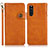 Leather Case Stands Flip Cover Holder K03Z for Sony Xperia 10 III Lite Brown