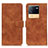 Leather Case Stands Flip Cover Holder K03Z for Vivo iQOO Neo6 5G Brown