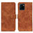 Leather Case Stands Flip Cover Holder K03Z for Vivo Y01 Brown