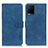 Leather Case Stands Flip Cover Holder K03Z for Vivo Y21a Blue