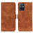 Leather Case Stands Flip Cover Holder K03Z for Vivo Y55 5G Brown