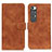 Leather Case Stands Flip Cover Holder K03Z for Xiaomi Mi 10S 5G Brown