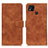 Leather Case Stands Flip Cover Holder K03Z for Xiaomi POCO C3 Brown