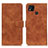 Leather Case Stands Flip Cover Holder K03Z for Xiaomi POCO C31 Brown