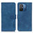 Leather Case Stands Flip Cover Holder K03Z for Xiaomi Poco C55 Blue