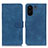 Leather Case Stands Flip Cover Holder K03Z for Xiaomi Poco C65 Blue