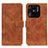 Leather Case Stands Flip Cover Holder K03Z for Xiaomi Redmi 10 India Brown