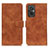 Leather Case Stands Flip Cover Holder K03Z for Xiaomi Redmi 11 Prime 4G Brown